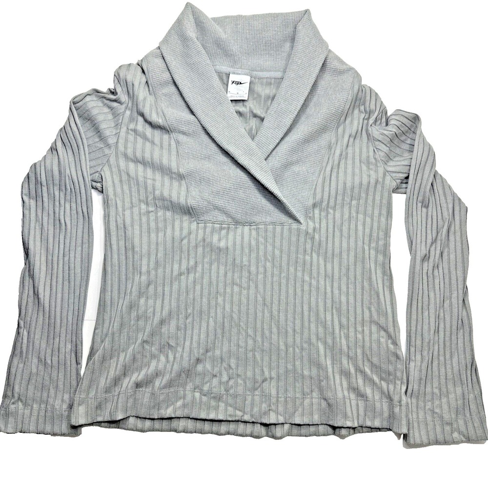 Nike Yoga Sweater Women's Gray Luxe Ribbed Long Sleeve Sweater Medium DD5828-073